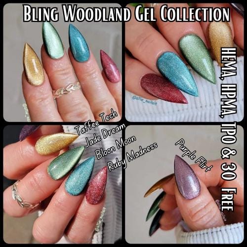 Purple Flirt & Jade Dream Gel Mani | Woodland Cat Eye Gels | HEMA, HPMA, TPO Free