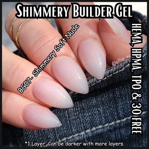 Sparkly Builder Gel in Bottle | Neutrals & Light Pink | HEMA, HPMA, TPO, 30 Free uv/led | 15ml | Soak Off