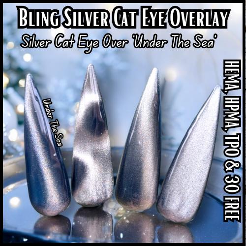 Silver Cat Eye | Clear Base | Overlay On Any Color | HEMA, HPMA, TPO Free uv/led | 15ml Bottle | Soak Off | Gel Nail