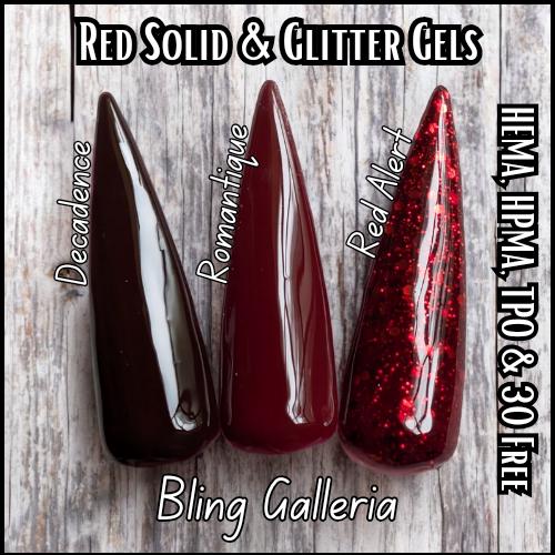 Red Alert Red Glitter Gel | HEMA HPMA TPO Free uv/led | 15ml | Gel Nails