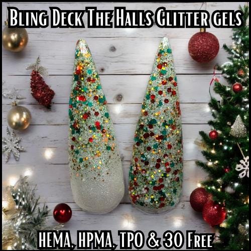 Deck The Halls Glitter Gels | Ruby Slippers and Gold Mine Glitter Gels | HEMA, HPMA, TPO, 30 Free uv/led |