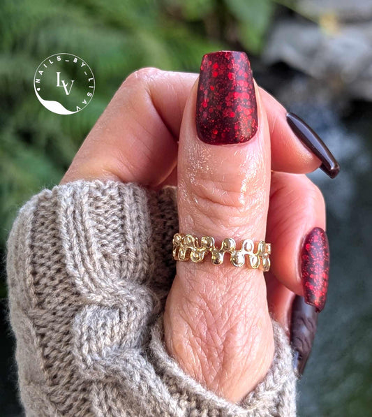 Red Alert Red Gel Mani | Red Glitter Gel | Shiny Top Gel | HEMA HPMA TPO Free uv/led | 15ml | Gel Nails