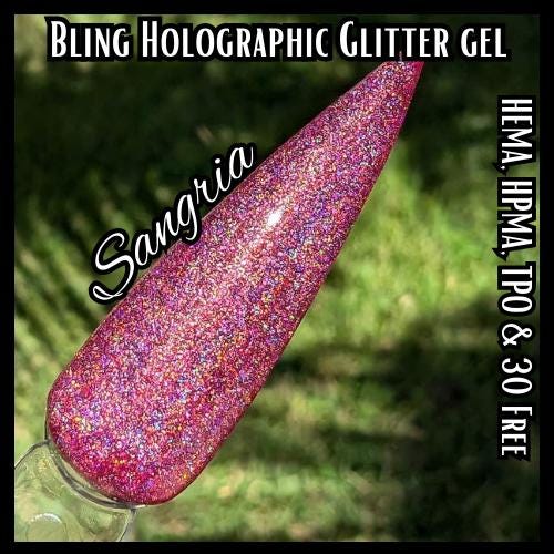Sangria Holographic Glitter Gel Mani | Burgundy | Maroon | HEMA HPMA tpo Free uv/led | 15ml