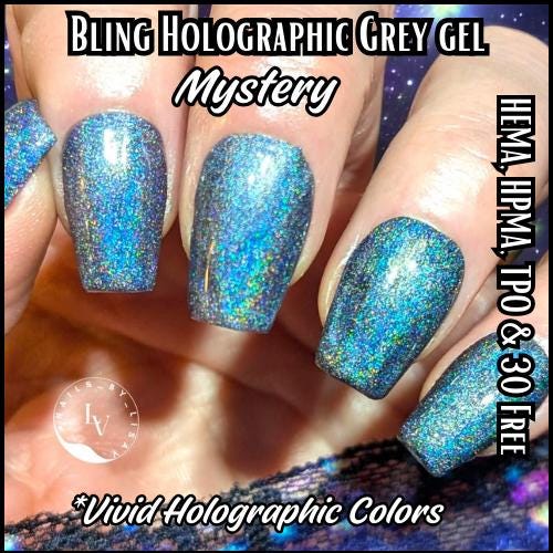 Mystery Grey Holographic Gel Polish | Grey | HEMA, HPMA, TPO Free uv/led | 15ml | Gel Nail