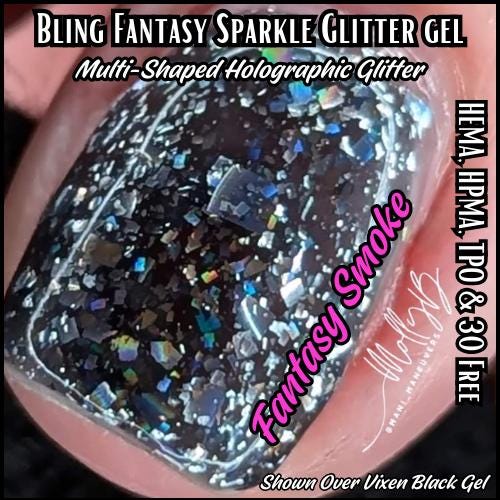 Fantasy Sparkly Collection | Silver Fantasy, Gold Fantasy, Smoke Sparkle | HEMA, HPMA, TPO, 30 Free uv/led | 15ml |