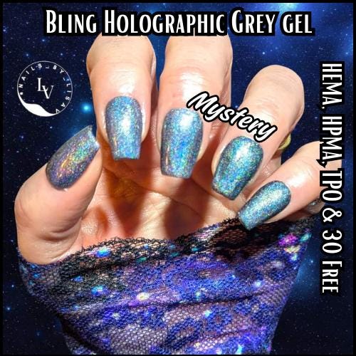 Mystery Grey Holographic Gel Polish | Grey | HEMA, HPMA, TPO Free uv/led | 15ml | Gel Nail
