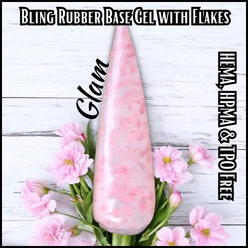 Glam | Rubber Base Gels with Flakes | HEMA, HPMA, TPO Free uv/led | 15ml | Soak Off |