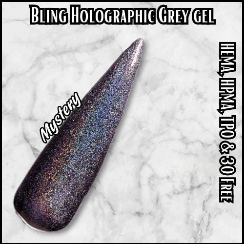 Mystery Grey Holographic Gel Polish | Grey | HEMA, HPMA, TPO Free uv/led | 15ml | Gel Nail
