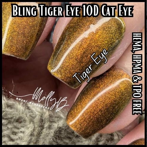 Tiger Eye 10D Cat Eye Gel with Stamping Gel and Holographic Chrome Mani | Tiger Eye - Copper Shimmery Cat Eye | HEMA, HPMA, TPO Free
