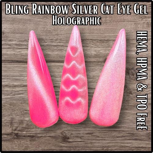 Rainbow Laser Cat Eye | Holographic | Overlay On Any Color | Clear Base | HEMA, HPMA, TPO, 30 Free uv/led | 15ml | Soak Off | Gel Nail
