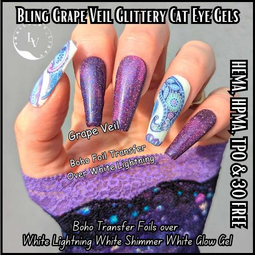 Grape Veil Cat Eye Gel | Glitter Cat Eye | Intense Sparkle | HEMA, HPMA, TPO Free | Nail Gel, Gel Polish |