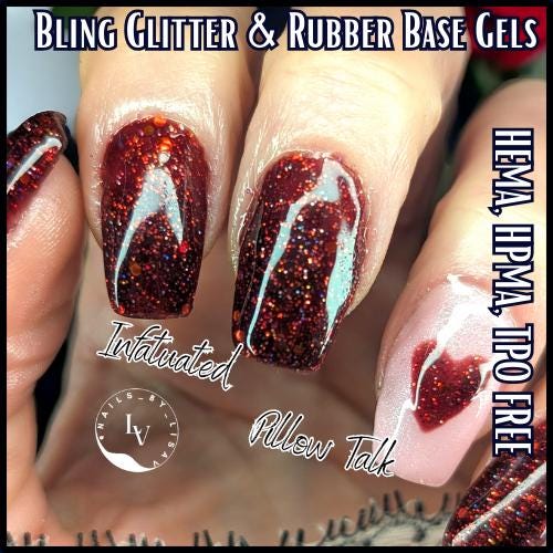 Infatuated Red Glitter Gel Mani | Dark Red Medium chunky Glitter with Holographic Fine Glitters | HEMA, HPMA, TPO Free | 15ml | Gel Nails