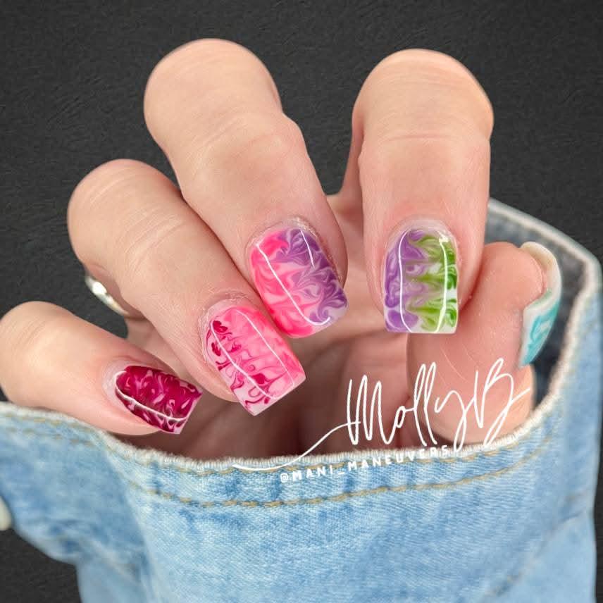 Jelly Gels Marble Mani - Turquoise Waters, Mint Jelly, Purple Crush, Hot Pink, Raspberry Jam, Mulberry Tart - HEMA HPMA TPO Free