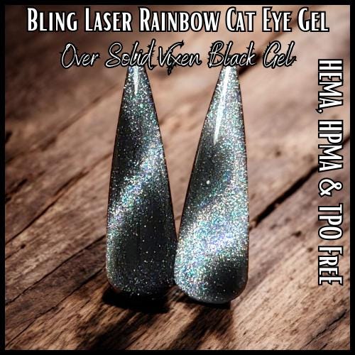 Rainbow Laser Cat Eye | Holographic | Overlay On Any Color | Clear Base | HEMA, HPMA, TPO, 30 Free uv/led | 15ml | Soak Off | Gel Nail