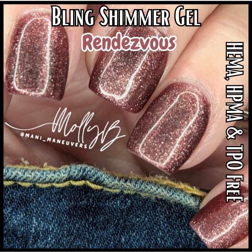Rendezvous, Sparkling Rose & Rose Wine Gel Mani | Pink Brown Shimmer, Rose Gold Glitter, Pink Solid Gel | HEMA HPMA tpo Free uv/led | 15ml