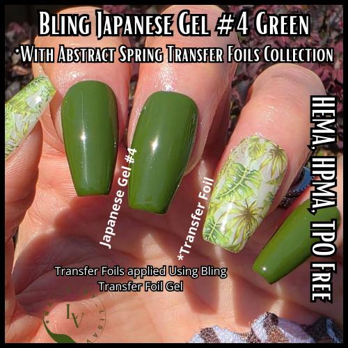 Abstract Spring Transfer Foil Mani | With Green #4 Japanese Gel | HEMA, HPMA, TPO Free uv/led | 5ml | Gel Nail