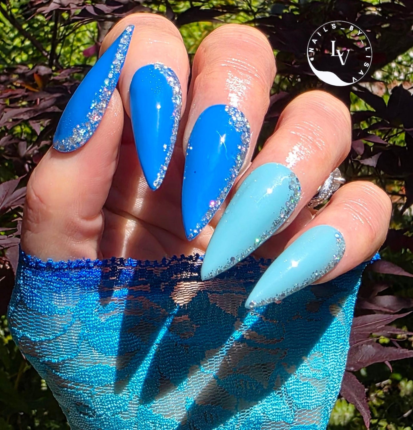 Caribbean and Blue Marina Solid Gel Mani With Stardust Holographic Glitter Gel | HEMA, HPMA, TPO Free uv/led | 15ml | Gel Nail