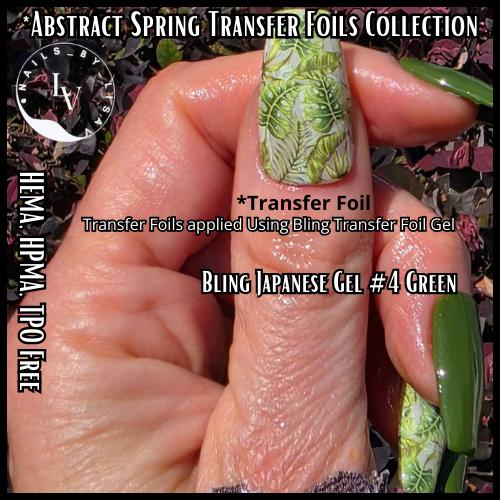 Abstract Spring Transfer Foil Mani | With Green #4 Japanese Gel | HEMA, HPMA, TPO Free uv/led | 5ml | Gel Nail