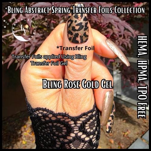 Abstract Spring Transfer Foil Mani | With Rose Gold Metallic Gel | HEMA, HPMA, TPO Free uv/led | 5ml | Gel Nail
