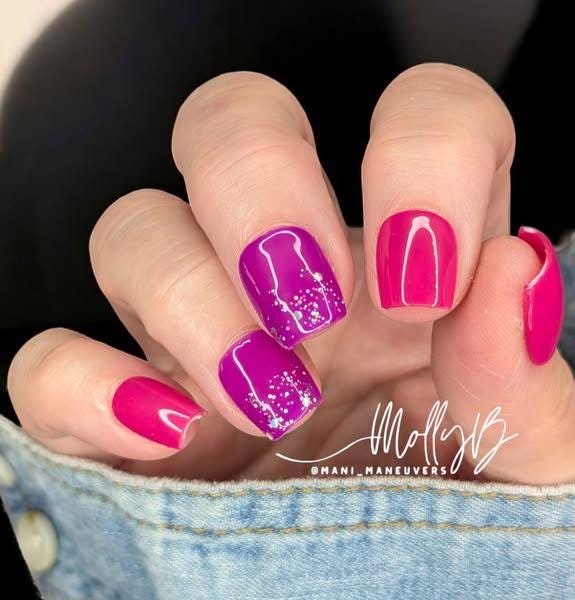 Flashy Dream and Grape Escape Solid Gel Mani | With Stardust Holographic Glitter in Clear Base | HEMA, HPMA, TPO Free uv/led | 15ml