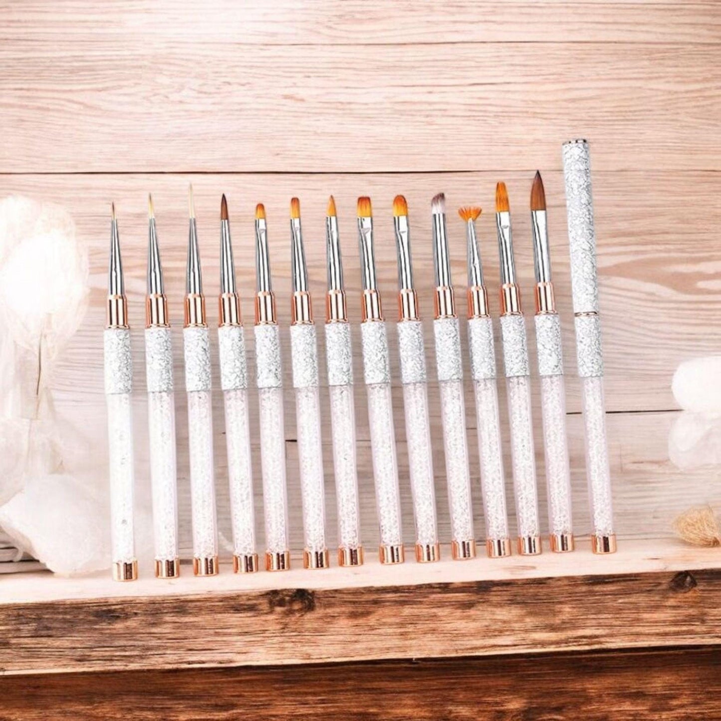 14 Piece Set of Rose Gold with Rhinestones & Faux Leather Case | Limited Supply |