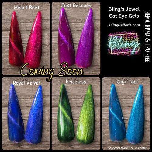 Jewel Shimmer Cat Eye Gels | Heart Beet, Just Because, Royal Velvet, Priceless, Digi-Teal | HEMA, HPMA, TPO Free uv/led | 15ml