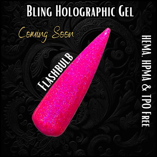 Flashbulb Holographic Hot Pink Gel with Love Potion Glitter Gel Mani | HEMA, HPMA, TPO Free uv/led | 15ml | Soak Off | Gel Nail