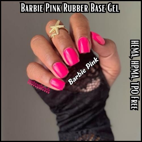 Barbie Pink Rubber Base Gel with Abstract Spring Transfer Foil | Hot Pink | HEMA, HPMA, TPO Free uv/led | 15ml | Gel Nails