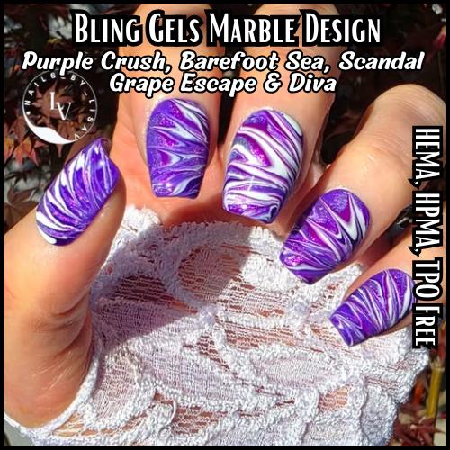 Purple Iridescence Marble Design Mani | Purple Crush, Scandal, Barefoot Sea, Grape Escape, Diva Marble Mani | HEMA HPMA TPO Free | 15ml |