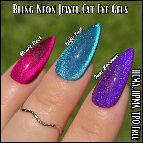 Jewel Shimmer Cat Eye Gels | Heart Beet, Just Because, Royal Velvet, Priceless, Digi-Teal | HEMA, HPMA, TPO Free uv/led | 15ml