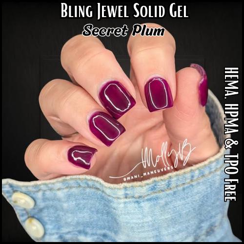 Secret Plum Jewel Solid with Gold Glitz Glitter Gel | HEMA, HPMA, TPO Free uv/led | 15ml