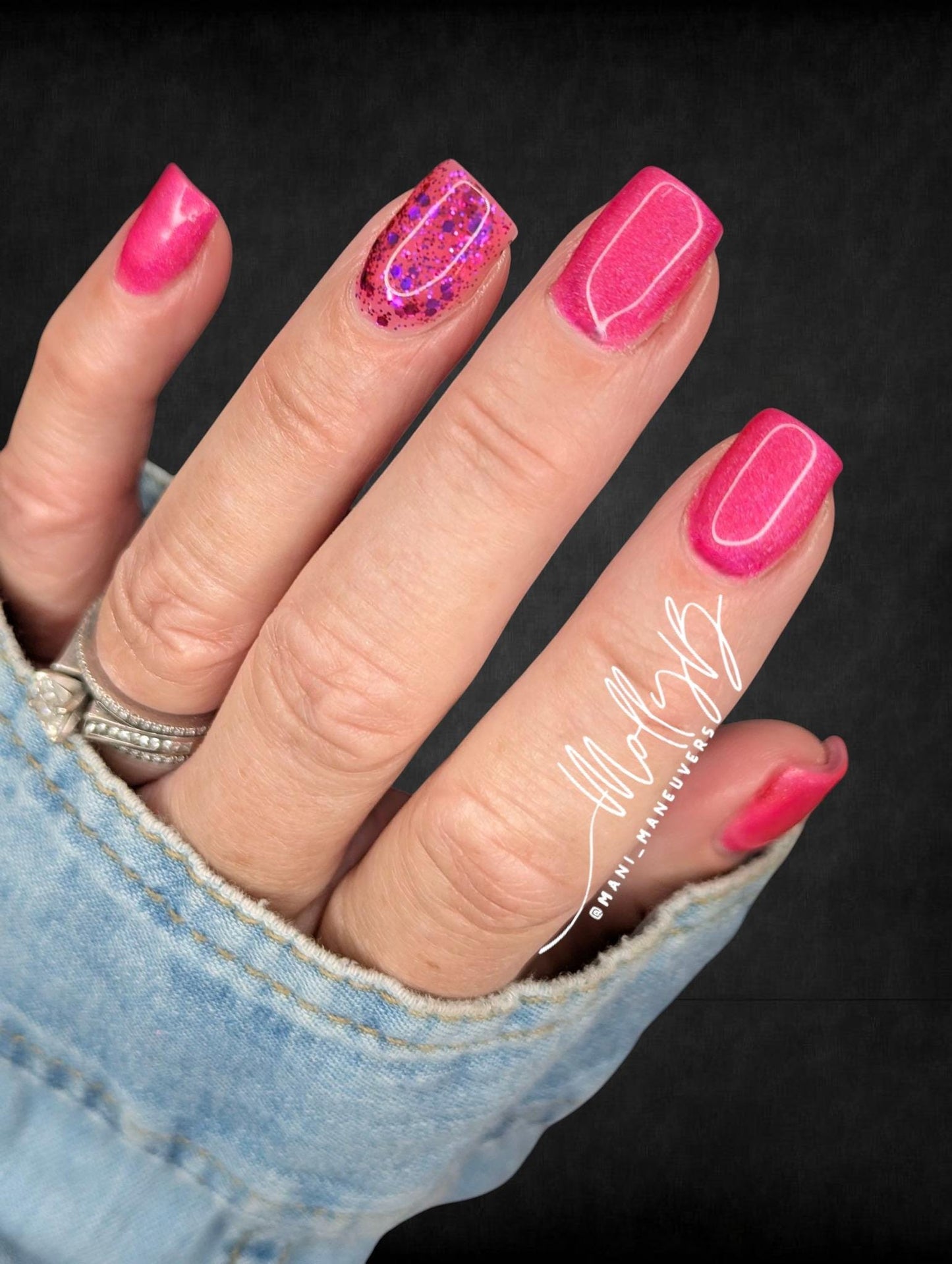 Flashbulb Holographic Hot Pink Gel with Love Potion Glitter Gel Mani | HEMA, HPMA, TPO Free uv/led | 15ml | Soak Off | Gel Nail
