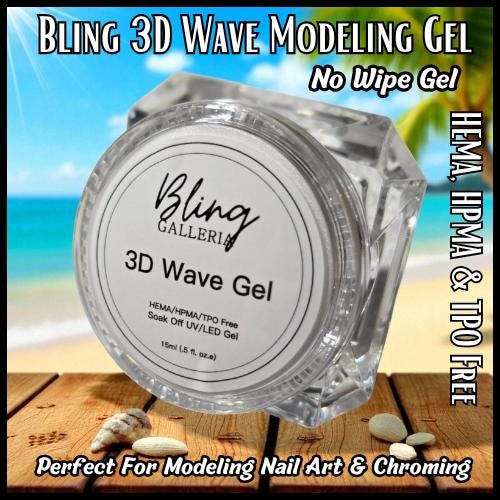 3D Wave Gel Chromed Mani with Dragon Gel #13 - Top coat, No Wipe, No Dispersion Layer - HEMA, HPMA, TPO Free