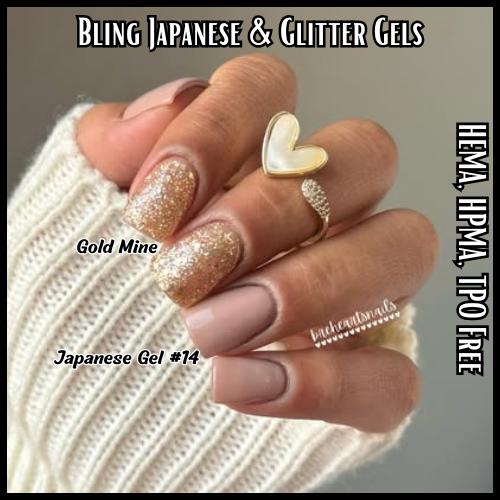 Japanese Gel #14 & Gold Mine Gel | Nudes Neutrals | Highly Pigmented Soft Gels in Pots | Jar | HEMA, HPMA, TPO Free uv/led | 15ml | Gel Nail