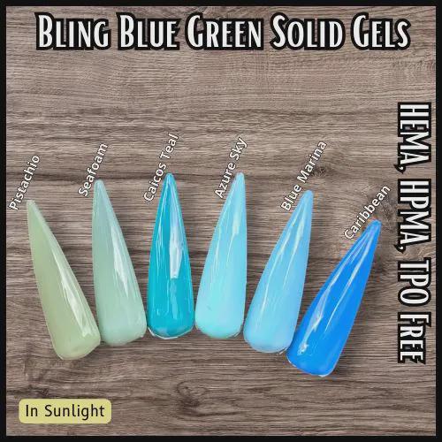 Abstract Lace Gel over Marble of Caicos Teal Azure Sky Solid Gels | Perfect for Chroming | HEMA, HPMA, TPO Free uv/led | 15ml