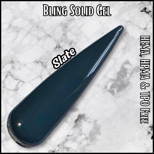 Slate Solid Gel | Medium Blue Grey | HEMA, HPMA, TPO Free uv/led | 15ml | Gel Nail