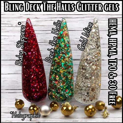 Deck The Halls Glitter Gels | Ruby Slippers and Gold Mine Glitter Gels | HEMA, HPMA, TPO, 30 Free uv/led |
