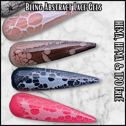 Abstract Lace Gel over Marble of Caicos Teal Azure Sky Solid Gels | Perfect for Chroming | HEMA, HPMA, TPO Free uv/led | 15ml