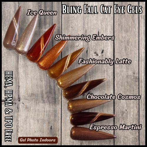 Metallic Taupe Copper Brown Cat Eye Gels | Ice Queen, Shimmering Embers, Fashionably Latte, Chocolate Cosmos | HEMA, HPMA, TPO Free uv/led