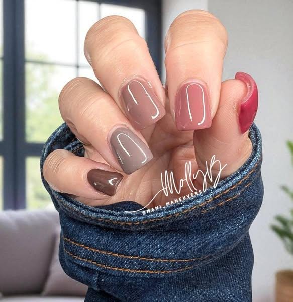 Taupe Solid with Bronze Glitz Gel Mani | Taupe Solid Gel | Bronze Glitz Multi-Glitter Gel | HEMA, HPMA, TPO Free uv/led | 15ml