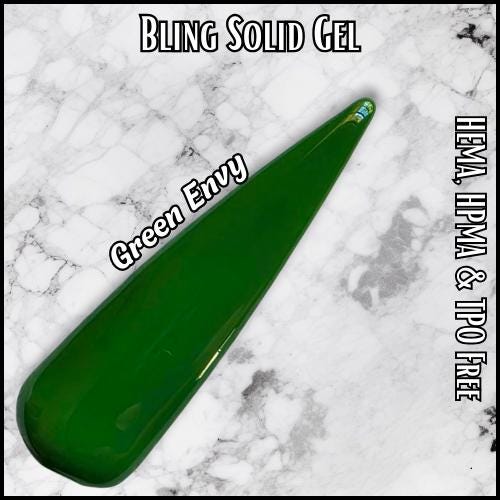 Green Envy Solid Gel | Medium Green | HEMA, HPMA, TPO Free uv/led | 15ml | Gel Nail