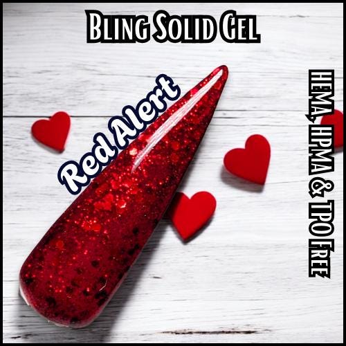Red Alert Red Glitter Gel | HEMA HPMA TPO Free uv/led | 15ml | Gel Nails