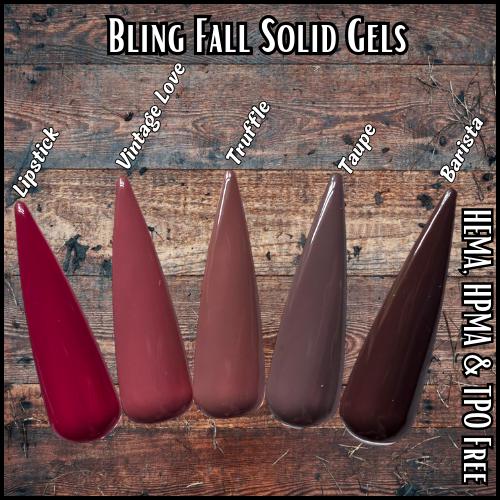 Solid Gels | Lipstick, Vintage Love, Truffle, Taupe, Barista | HEMA, HPMA, TPO Free uv/led | 15ml | Gel Nail