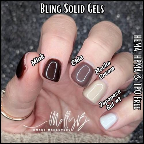 Solid Gels | Cold Brew, Sienna Rose, Sweet Heat, Chia, Mink | HEMA, HPMA, TPO Free uv/led | 15ml | Gel Nail