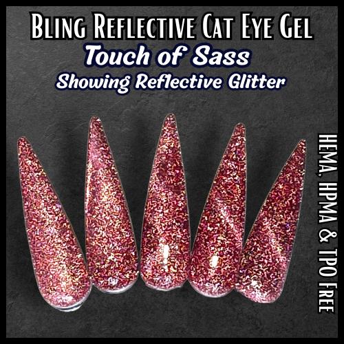 Touch of Sass Glitter Cat Eye Gel Maroon | Burgundy | Red | HEMA HPMA TPO Free uv/led | 15ml