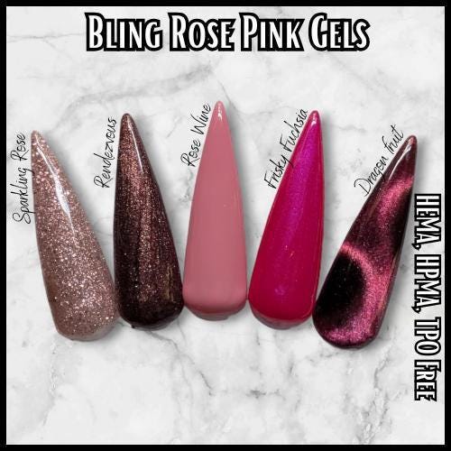 Rose Pink Gels| Sparkling Rose | Rendezvous | Dragon Fruit | Rose Wine | Frisky Fuchsia | HEMA HPMA tpo Free