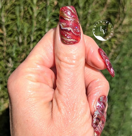 Marble Cabernet Jelly, Romantique, Red Alert, Gold Glitz, Toffee Tech, Diva Gel Mani - HEMA, HPMA, TPO Free