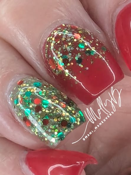 ULTRA Ferrari Red Solid Color Gel - Original Deck The Halls Glitter Gel Mani  - HEMA, HPMA, TPO Free