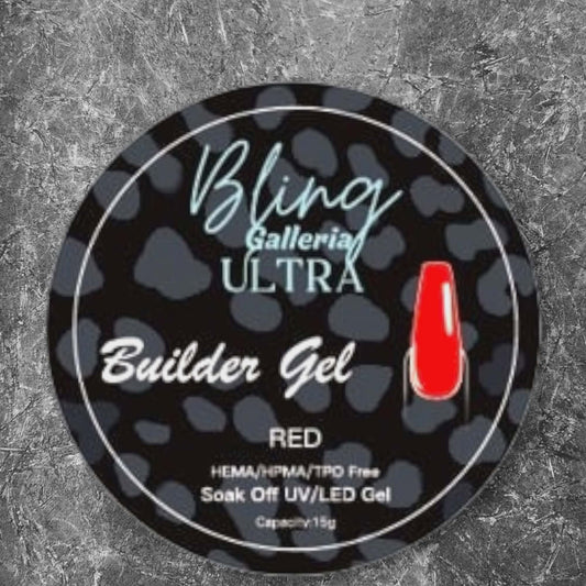 ULTRA Red Builder Gel, 15 ml Jar- HEMA, HPMA, TPO Free