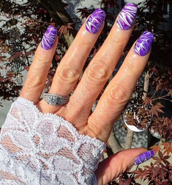 Marble Purple Iridescence Gel Mani - Purple Crush, Scandal, Barefoot Sea, Grape Escape, Diva - HEMA HPMA TPO Free